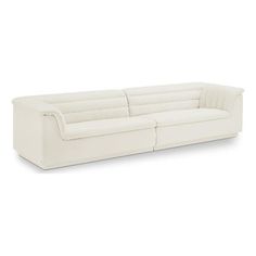 a white leather couch with two reclinings on the back and one arm extended