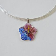 Hibiscus in the ocean cloisonne enamel pendantsilver enamel | Etsy Enamel Pendant Jewelry With Flower Charm, Unique Enamel Flower Jewelry, Unique Enamel Flower Shaped Jewelry, Silver Fusion Necklaces With Artistic Design, Hand Painted Pendant Necklaces In Sterling Silver, Hand Painted Sterling Silver Pendant Necklace, Enamel Flower Charm Pendant Necklace, Enamel Pendant Necklace With Flower Charm, Artistic Silver Enamel Necklace