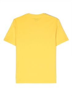 yellow cotton tshirt soft jersey crew neck short sleeves logo print at the chest internal logo tag straight hemComposition: Cotton, 100% Casual Solid Color T-shirt With Logo Print, Solid Color Crew Neck T-shirt With Logo Print, Solid Crew Neck T-shirt With Logo Print, Solid Crew Neck T-shirt With Logo, Yellow Sporty Top With Logo Print, Yellow T-shirt With Logo Print In Relaxed Fit, Yellow Cotton T-shirt With Text Print, Relaxed Fit Yellow T-shirt With Logo Print, Yellow Relaxed Fit T-shirt With Logo Print