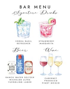 a poster with different types of drinks on it