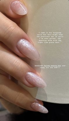 Simple Pink Wedding Nails, Glitter Nude Acrylic Nails, Mail Inspo 2024, Mail Ideas Short, Nails Trend 2024, Almond Nails 2024, Pink Nails 2024, Nail Trend 2024, Short Simple Nail Ideas