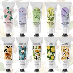 PRICES MAY VARY. 10 Beautiful Fragrances : Our 10 pcs hand cream set takes you on a fragrance journey with unique scents like almond, cherry blossom, wild rose, verbena, vanilla, lime, avocado, coconut, shea butter, and lavender. There's a scent for every mood and occasion. Natural Body Lotion for Dry Skin: Cruelty Free formula, Featuring fresh-cut fragrances of shea butter, sweet almond oil, aloe and vitamin E. This rich, deeply hydrating and moisturizing body cream leaves body moisturized, smo Rose Verbena, Butter Gifts, Hand Cream Packaging, Travel Lotion, Natural Body Lotion, Lotion Gift, Stocking Stuffers For Women, Lotion For Dry Skin, Moisturizing Lotion