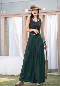 "DETAIL * 50% linen, 50% cotton * Seam pockets * Front zipper and buttons closure * Ankle Length * Pleated pants, skirt pants, wide leg pants * Perfect for Summer, Spring, Autumn * Wash by hand or machine with cold water * More colors selected from here https://etsy.me/3fc0Wiv * The model is 168 cm (5′6″) tall with a 85 cm (33.5\") bust, 67 cm (26.7\") waist. She is wearing the blue skirt in size XS. Choose CUSTOM Order if you * Need a better fit * Can't find your size in our size Chart * Change Fitted Casual Culottes, High Waist Non-stretch Pleated Skirt Bottoms, High Waist Non-stretch Pleated Skirt, Green Wide-leg Summer Culottes, Green Wide-leg Culottes For Summer, Summer Workwear Green Harem Pants, Green Harem Pants For Workwear In Summer, Summer Green Harem Pants For Work, Green Summer Harem Pants For Workwear