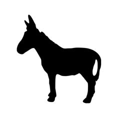 a black silhouette of a donkey on a white background