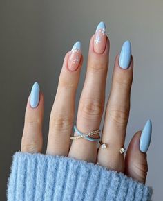 Summer Almond Nails 2024, Nails For Europe Trip, Eid Nails, Nails Paint, Baby Blue Nails, February Nails, Nagel Tips, Simple Gel Nails, Summery Nails