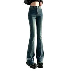 Introducing our laid-back style rock-washed jeans for women from the 2023 Autumn Collection a modern design with retro flairs that nods to the past while keeping up with today's couture trends!Why You'll Love ItPatterned with the modern-forward woman in mind. these jeans promise to bring out your inner fashionista. The quintessential elevated-waist design. combined with a zipper & button closure. ensures all-day comfort and a perfect cut. The pebble-washed finish gives it a unique texture that s Trendy Medium Wash Flares With Five Pockets, Trendy Medium Wash Flares For Fall, Trendy Fall Flares In Medium Wash, Trendy Medium Wash Fall Flares, Trendy Full-length Medium Wash Flares, Trendy Medium Wash Cotton Flares, Trendy Dark Wash Flares With Five Pockets, Trendy High Rise Denim Blue Flares, Trendy Fitted Denim Blue Flares