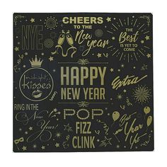 new year's eve greeting card with gold foil lettering and typographs