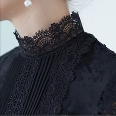 Exclusive Piece From Erdem X H&M Designer Collaboration. Black Lace Silk Shirt With Polyester Lining. End Cuffs Has Two Buttons. Size 6. Bought For $149, But Never Worn. New With Tags, Comes With And Pretty Hanger. Elegant Black Tops With Lace Trim, Elegant Black Top With Lace Collar, Elegant Black Top With Lace Trim, Black Short Sleeve Blouse With Lace Patchwork, Black Lace Patchwork Short Sleeve Blouse, Formal Black Tops With Lace Collar, Formal Black Top With Lace Collar, Black Top With Lace Collar For Formal Occasions, Feminine Black Office Blouse