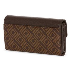 Liz Claiborne continues to deliver quality, style, and contemporary design every season. Another modern classic, this two-tone envelope wallet is made from pebbled faux leather with gold-tone hardware that helps to elevate the design. It has multiple pockets and card slots, complete with a snap closure.Wallet Type: Accordian WalletCard Capacity: 18 SlotsClosure Type: SnapPockets: 1 Id Window, 1 Inside Slip Pocket, 1 Inside Bill Pocket, 1 Back Slip Pocket, 2 Inside Multi-Function Pockets, 1 Insid Modern Brown Clutch Wallet, Chic Brown Business Wallet, Modern Brown Wallets With Removable Pouch, Modern Brown Wallet With Removable Pouch, Elegant Brown Wallet With Magnetic Closure, Elegant Brown Wallets With Magnetic Closure, Womens Wallet, Envelope Wallet, Envelope Clutch