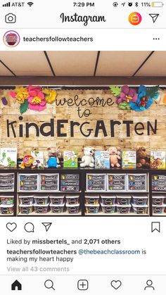 an instagram page with the message'welcome to kindergartn'on it