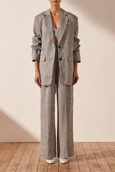 Amanda Linen Oversized Blazer | Ash | Blazers | Shona Joy – Shona Joy International Linen Suits Women, Sleeveless Blazer, Shirt Dress Summer, Linen Suits, Shona Joy, Linen Suit, Linen Jacket, Tailored Blazer, Vest Outfits