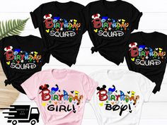 Disney Birthday Shirts For Family, Birthday Squad Shirt, Disney Birthday Shirt, Birthday Squad Shirts, Senior Trip, Mickey Birthday, Cruise Shirt, Disney Birthday, Squad Shirt