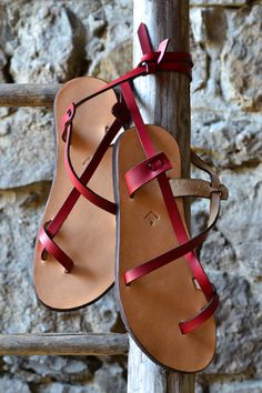 "leather sandals, women sandals, barefoot,sandals, red sandals, black sandals, flat sandals, strap sandals, adjustable sandals, comfort sandals A pretty evergreen classic for women! This is a simple, very snug and breezy model We have it in many colors so you can easily choose your favorite. In the sole base, hid from our eyes run the strap-channels; this is not a fixed-strap sandal, but the straps run through these channels. This gives the adjustable feature of the sandal. Not only the part aro Barefoot Sandals Women, Women's Leather Sandals, Red Leather Sandals, Sandals Flat, Red Sandals, Stylish Sandals, Leather Sandals Women, Barefoot Shoes, Sandals Women