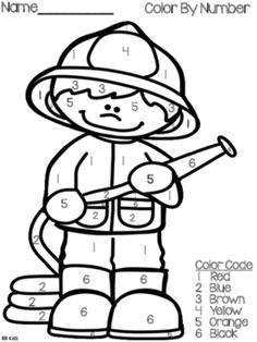 the fireman is holding a baseball bat and numbers to color on this coloring page