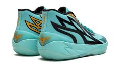 The Puma MB. 02 “Honeycomb” is a colorway of LaMelo Ball’s second signature basketball sneaker with Puma inspired by the Charlotte Hornets’ alternate Buzz City uniforms.  Dubbed the “Honeycomb,” this Puma MB. 02’s mesh upper appears in a mint green hue that honors the first Mint that opened in Charlotte, North Carolina after the first United States gold rush.  Black and gold flame-like detailing is found on the sides of the shoe.  LaMelo’s signature branding appears on the tongue and on the heel Lamelo Ball, Charlotte Hornets, Charlotte North Carolina, Stadium Goods, Basketball Sneakers, Gold Rush, S Signature, Black And Gold, Basketball Shoes