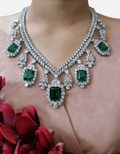 925 Sterling Silver, Luxury Jewelry, Necklace For Girls, Womens Necklace, American Diamond, Emerald Jewelry Set, Silver Necklace, Simulated Emerald, Luxury Jewelry, Antique Jewelry, Replica Jewelry, Historical Necklaces, Maharaja Necklace, Flower Necklace, Bridal Wedding Set 💍 𝐏𝐑𝐎𝐃𝐔𝐂𝐓 𝐃𝐄𝐓𝐀𝐈𝐋𝐒 💍 ➡ Type : Necklace ➡ Base Metal : 925 Sterling Silver ➡ Gemstone : Emerald ➡ GemStone Creation : Lab created ➡ Color : Green ➡ Diamond : Cubic Zircon ➡ Diamond Color : White ➡ We use AAAAA Emerald Statement Necklace, Red Carpet Jewelry, Replica Jewelry, Silver Lab, Silver Cocktail, Royal Jewels, Cz Jewelry, Wedding Jewellery Necklace, Royal Jewelry