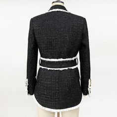 Our Christia Blazer is made of high-quality tweed and embellished with gold buttons. It features side pockets and a removable belt. Wear it over a dress as a mini coat with your favorite pumps. Or make a chic look with matching shorts and over-the-knee boots. Closure: Button Material: Polyester Care: Cold Wash or Dry Clean Super Power Girl, Mini Coat, Tweed Blazer Women, Casual Suit Jacket, Pink Pleated Skirt, Fringed Belt, White Fringe, White Tassel, Suit Black