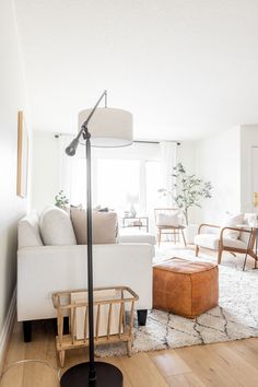 the living room is clean and ready to be used as an office or family room