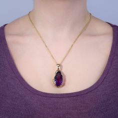 This magnificent amethyst enhancer pendant features a 36.50ct pear cut amethyst and is crafted of heavy scrolling and pierced 14k yellow gold. We have added a 22 inch long 14k yellow gold rounded box chain weighing approximately 3 grams. Luxury Purple Teardrop Jewelry, Elegant Purple Jewelry With Large Pendant, Luxury Purple Pear-shaped Jewelry, Elegant Purple Teardrop Pendant Jewelry, Elegant Purple Pear-shaped Necklace, Yellow Gold Amethyst Teardrop Pendant Jewelry, Purple Teardrop Pendant Necklace For Formal Occasions, Brand Presentation, Old Boxes