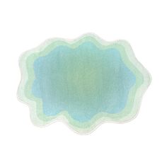 a blue and green area rug on a white background with an oval shape in the middle