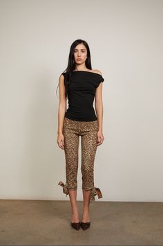 EMMA CAPRI LEOPARD Fall Capris Outfits, Black Capri Outfits, Leopard Top Outfit, Capris Outfit, Leopard Pants Outfit, Cheetah Outfit, Mimi Wade, Capri Pants Outfits, Embellished Leggings