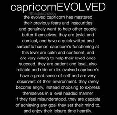 the caption for capricon / evolved is shown in black and white