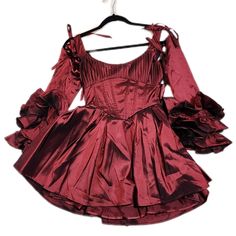 Dolls Kill Haunted Hue Mini Dress - Red - Size Xxs - Lace Up Back - Removable Sleeves - Nwt Price Is Firm! Not Sold On Site Anymore!! Ask Questions Before You Buy. Thank You! Red Long Sleeve Mini Dress For Costume Party, Fitted Ruffle Mini Dress For Costume Party, Satin Mini Dress For Costume Party, Halloween Mini Dress With Ruffles For Costume Party, Gothic Satin Dress For Costume Party, Red Overbust Dress For Halloween, Red Satin Evening Corset Dress, Red Mini Dress For Halloween, Red Ruffled Corset Costume Dress