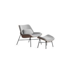 the lounge chair and ottoman is shown in grey fabric