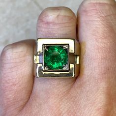 A vintage French emerald ring featuring a 2.01 carat round cut natural emerald, set in prongs inside a square bezel. The mounting is 18k white gold, with geometric cut-outs on the shoulders. This ring was handcrafted during the Retro era, circa 1940, and bears French hallmarks.
The measurements of the emerald are approximately 8.45mm x 8.50mm x 5.11mm. The measurements of this ring are approximately 14.37mm x 14.45mm.
This ring can be resized at no extra cost.
If you have any questions about the Timeless Princess Cut Emerald Ring With Prong Setting, Timeless Emerald Ring With Prong Setting Princess Cut, Timeless Green Emerald Ring With Bezel Setting, Art Deco Green Ring Gia Certified, Timeless Asscher Cut Green Emerald Ring, Art Deco Emerald Cut May Birthstone Ring, Art Deco Gia Certified Emerald Ring As Gift, Art Deco Green Ring, Gia Certified, Gia Certified Art Deco Emerald Ring Gift