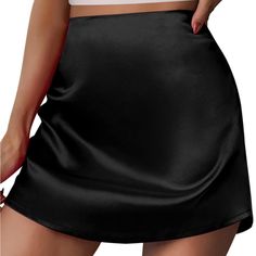 Zeagoo Women's Mini Skirts Casual High Waisted Stain Silk A-Line Zipper Summer Short Skirt Party Skirts. Satin Short Summer Skirts, Silk Mini Skirt, Short Pollera, Cocktail Party Wedding, Satin Mini Skirt, Wedding Skirt, Wrap Around Skirt, Women Office, A Line Mini Skirt