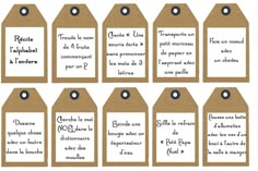 tags with french words and phrases on them