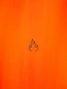 an orange background with a small black fire symbol on the bottom right corner, and a thin line in the middle