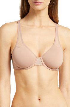 Designed to flatter your natural shape, this everyday bra features unlined seamless cups for smooth support under body-conscious fabrics. Convertible straps add versatility to this fan-favorite style, while cotton-like Supplex® fabric ensures a lightweight, breathable feel. Convertible straps 88% nylon, 12% spandex Hand wash, dry flat Imported Solid Color Light Support Underwire Nursing Bra, Solid Contoured Seamless Bra, Contoured Seamless Solid Color Bra, Solid Compressive Underwire Bra, Underwire Sports Bra With Soft Touch, Compressive Underwire Bra, Seamless Contoured Bra, Convertible Bra, Body Conscious