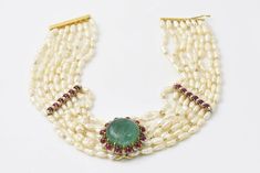 Emerald Ruby Pearl Diamond Gold Necklace Earring and Bracelet Suite | From a unique collection of vintage choker necklaces at https://www.1stdibs.com/jewelry/necklaces/choker-necklaces/ Luxury Beads, Gems, And Cabochons For Formal Occasions, Exquisite Emerald Jewelry With Cabochon, Exquisite Emerald Cabochon Jewelry, Elegant Multi-stone Emerald Necklace For Formal Occasions, Elegant Gemstone Pendant Beads, Elegant Formal Cabochon Emerald Necklace, Elegant Formal Emerald Cabochon Necklace, Exquisite Wedding Necklaces With Cabochon, Elegant Gemstone Pendant