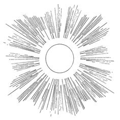 a black and white drawing of a sunburst