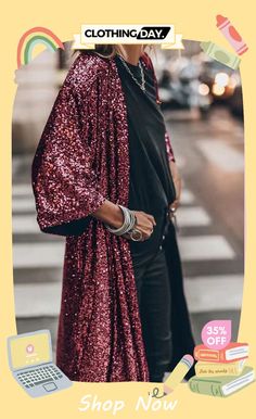 Stylish Party Sequined Cardigan Jacket V-neck Winter Evening Outerwear, Chic Long Sleeve Sequined Cardigan, Glamorous Outerwear For Spring Date Night, Chic Sequined Cardigan, Chic Fall Party Cardigan, Chic Fall Cardigan For Party, Chic Holiday Outerwear For Night Out, Chic Party Outerwear For Winter, Trendy Sequined Outerwear For Party Season