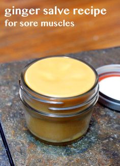 This homemade ginger salve recipe is great for helping to relax and soothe sore muscles. Plus it's the perfect alternative if you're allergic or sensitive to capsicum and can't use cayenne pepper. Ginger Salve, Homemade Salve Recipes, Pain Relief Salve, Homemade Salve, Herbal Salves, Magia Das Ervas, Healing Salves, Ginger Essential Oil