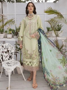 Izel Laurel Hazel Luxury Lawn Green Printed Wedding Sets, Green Printed Sets For Weddings, Elegant Green Lawn Suit With Digital Print, Green Printed Wedding Dupatta, Green Printed Dupatta For Wedding, Green Printed Unstitched Suit For Wedding, Pakistani Suit With Pants, Shalwar Kameez Pakistani, Salwar Kameez Online Shopping