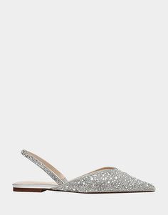 VANCE SILVER Rhinestone Slingback Flats | Women's Flats – Betsey Johnson Elegant Party Slingback Slip-on Pumps, Elegant Slingback Slip-on Pumps For Party, Elegant Slip-on Slingback Pumps For Party, Chic Slip-on Slingback Pumps For Party, Evening Flats, Slingback Flats, Courthouse Wedding, Women's Flats, Silver Rhinestone