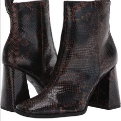 Brand New, Never Worn Circus By Sam Edelman Snakeskin Booties In Color Coffee. Perfect Condition, Just Didn’t Fit Me Right. Originally Purchased For $99 Fall Synthetic Ankle-high Booties, Synthetic Ankle-high Booties For Fall, Fall Synthetic Booties With Reinforced Heel, Synthetic Booties With Reinforced Heel For Fall, Fall Booties With Block Heel In Synthetic Material, Fall Synthetic Booties With Block Heel, Navy Ankle Boots, Sock Ankle Boots, Leopard Print Booties