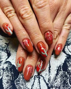 Southwest Nail Art, Sedona Inspired Nails, Southwest Nails Design, Pendleton Nails, New Mexico Nails, Desert Inspired Nails, Wild West Nails, Southwest Nail Designs, Ranch Nails