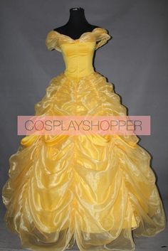 Beauty and the Beast Princess Belle Dress Cosplay Costume - A Anime Style Dresses For Halloween Themed Events, Snow White Costume Dress For Cosplay Events, Themed Dresses For Halloween Events, Themed Halloween Dresses, Yellow Costumes For Cosplay And Themed Events, Themed Dresses For Costume Party And Cosplay Events, Snow White Princess Dress For Cosplay Events, Snow White Princess Dress For Cosplay, Themed Fancy Dress For Cosplay Events