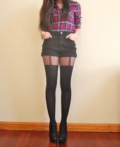 OTK + Thigh High Sock Inspo Suspender Tights, Thigh High Sock, Sock Outfits, 가을 패션, Grunge Fashion, Outfits Casuales, Thigh High