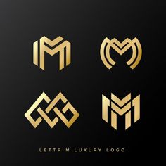 the letter m is made up of gold foil and it looks like an elegant logo