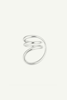 Charlotte Chesnais Round Trip Ring in Sterling Silver Jewelry Charlotte Chesnais Spiral Ring With A Modern Twist For Formal Occasions, Silver Bypass Ring With Modern Twist, Silver Spiral Fine Jewelry, Modern Twist Silver Bypass Ring, Modern Twist White Gold Jewelry With Ring Detail, Modern Spiral Ring For Formal Occasions, Modern Spiral Rings For Formal Occasions, Modern White Gold Spiral Jewelry, Modern Spiral White Gold Jewelry