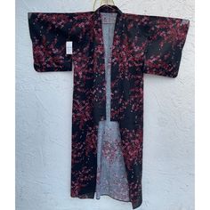 Scena Camono Japanese Traditional Kimono Maxi Dress Robe Jacket Floral New With Tag No Flaws Made In China Breathable Fabric Very Comfortable To Wear Traditional Japanese Kimono-Like Jacket See Photos For More Details And Measurements. Feel Free To Ask Any Questions! Fitted Floral Kimono For Festival, Fitted Floral Print Kimono, Fitted Long Printed Kimono, Black Bohemian Kimono With Kimono Sleeves, Black Kimono For Festival, Traditional Black Kimono With Floral Print, Traditional Black Floral Print Kimono, Floral Print Kimono For Tea Ceremony, Traditional Black Kimono For Fall