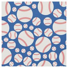 a blue background with red and white baseballs