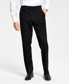 in stock Black Slim Fit Full Length Bottoms, Business Black Slim Fit Bottoms, Black Slim Fit Bottoms For Business, Slim Fit Black Bottoms For Business, Classic Black Slim Fit Pants, Classic Black Slim Fit Bottoms, Fitted Black Tapered Leg Pants, Tailored Black Long Pants, Business Black Bottoms With Welt Pockets