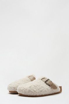 Cream Hiya Fluffy Buckle Slipper Mule Outdoor Shoes, Dorothy Perkins, Mule, Running Errands, Running Shoes, Slippers, Buy Online, Buckle, Shop Now