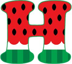 the letter h is made up of red and black polka dots